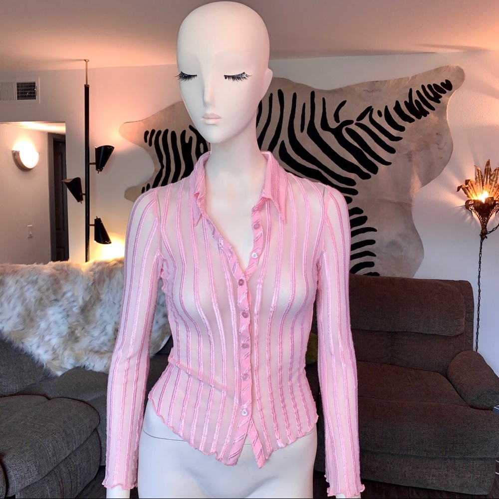 Pink 90’s Bebe illusion club blouse